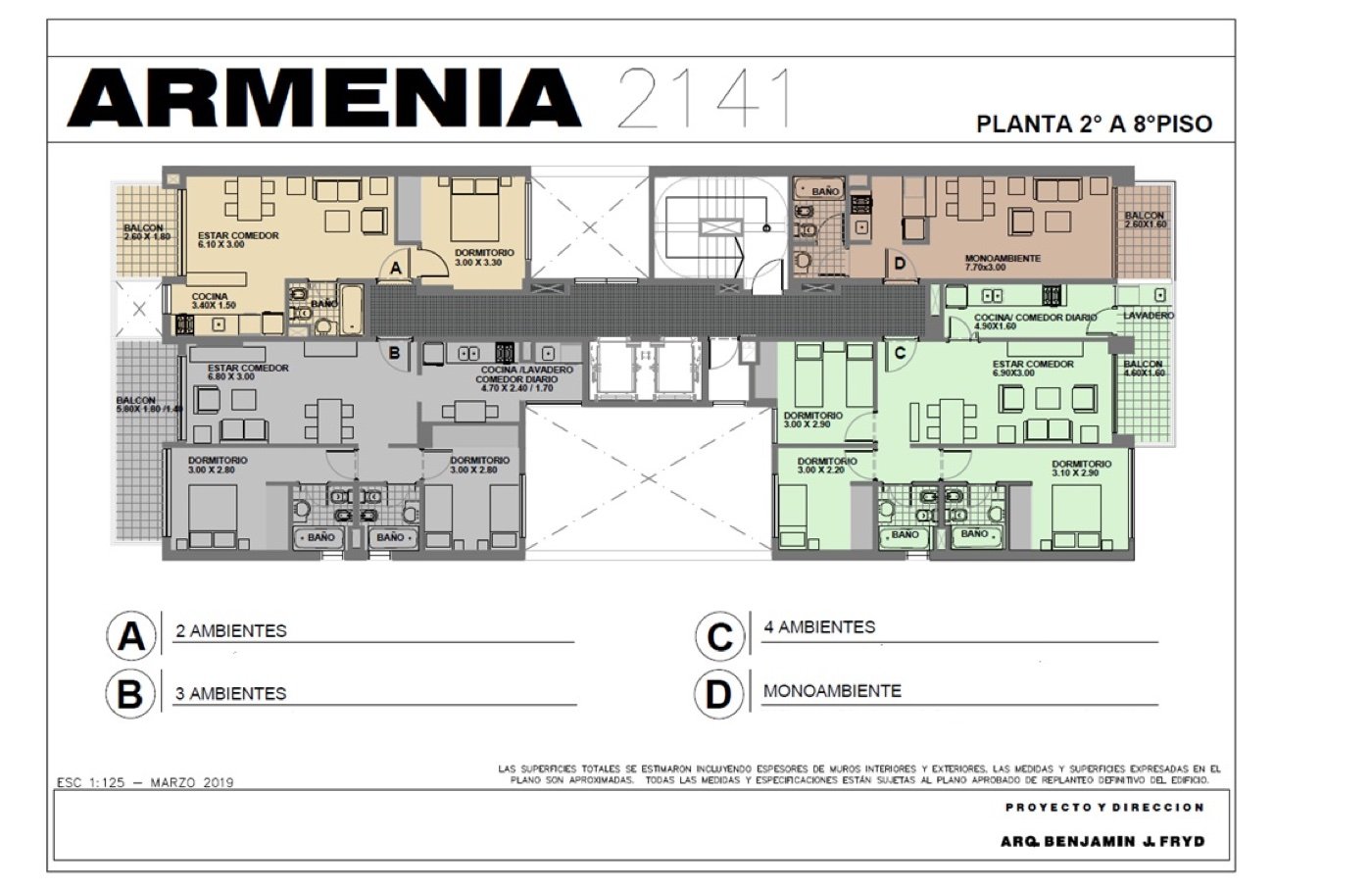 Planta Tipo 2° al 8° Piso de Armenia 2141
